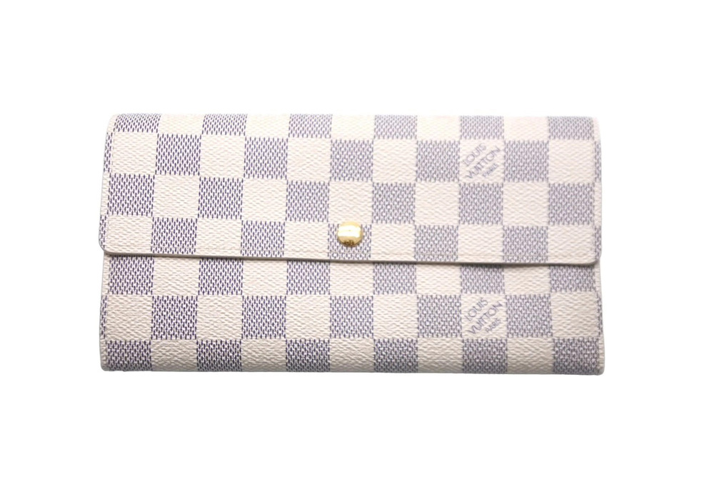 LOUIS VUITTON Long Wallet Portefeuille Sarah Monogram Damier Azur White